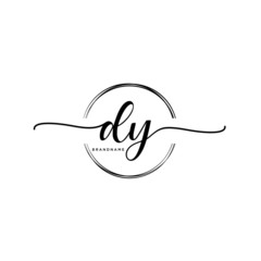 DY Initial handwriting logo with circle template vector.