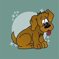 Illustration of Dog Sticking Out The Tongue Cartoon, Cute Funny Character, Flat Design