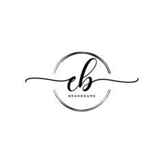 EB Initial handwriting logo with circle template vector.