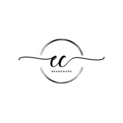 EC Initial handwriting logo with circle template vector.