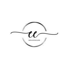 EE Initial handwriting logo with circle template vector.