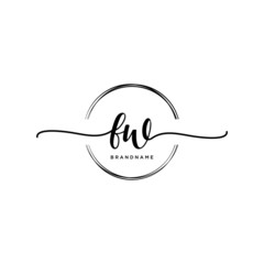 FW Initial handwriting logo with circle template vector.