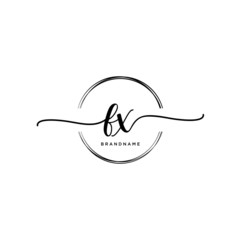FX Initial handwriting logo with circle template vector.