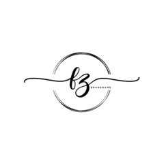 FZ Initial handwriting logo with circle template vector.