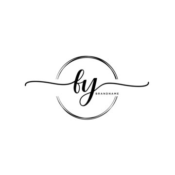 FY Initial handwriting logo with circle template vector.
