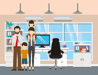 Father and mother with sons vector design