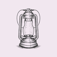 Handdrawn vintage lantern vector illustration