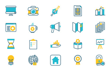 elearning and business set icons