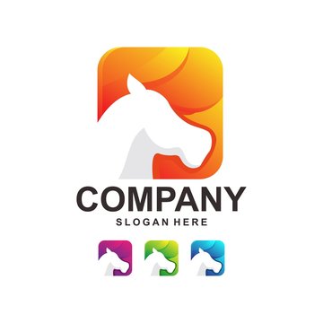 Colorful Horse With Square Logo Design