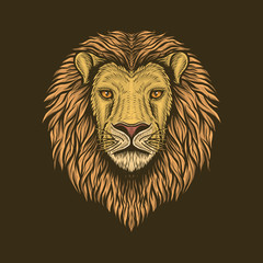 Handdrawn vintage lion head vector illustration