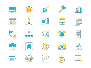 elearning and business set icons