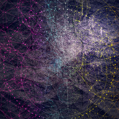 Medical, technology, chemistry and science icon design template. Molecule and communication background. Connected lines with dots.