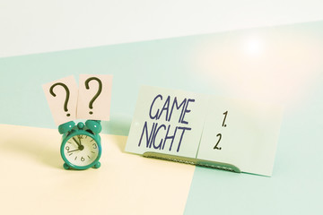 Writing note showing Game Night. Business concept for event in which folks get together for the...