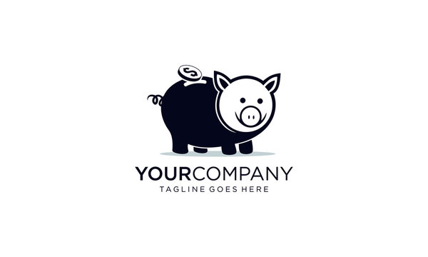 Black pig saving money logo design