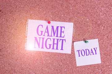 Handwriting text Game Night. Conceptual photo event in which folks get together for the purpose of...