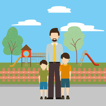 Father with sons vector design