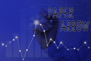 Text sign showing Paper Arrow. Business photo text Business infographic use to show direction or movement