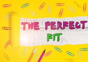 Word writing text The Perfect Fit. Business photo showcasing Puzzle pieces fitting Good teamwork...