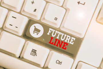 Conceptual hand writing showing Futuro Line. Concept meaning In the future Debt due at present to...