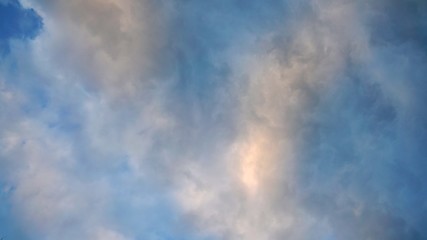 White cloud and blue sky background with copy space