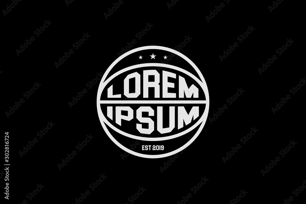 Wall mural simple basket ball round shape logo template