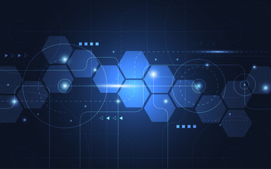 Fototapeta premium Abstract technology dot and line connection digital hi tech design concept background. Space for text. Vector illustration