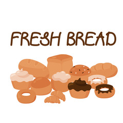 Set, collection Cute bread.