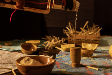 Serving mezcal in a glass