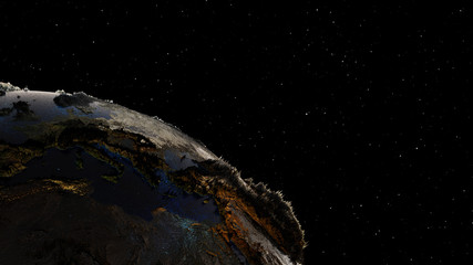 Fototapeta na wymiar High Quality Planet Earth on Star Field Background