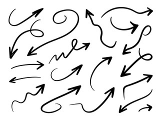 Hand drawn arrow vector icons set. sketch arrow design for business plan and education.