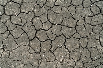 Dry soil and pebbles cracking pattern