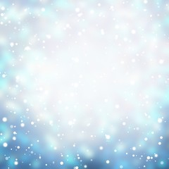 Snow blue frame texture. Winter empty background. Blurred pattern. Bright light abstract illustration. Xmas wonderful decoration.