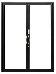 black aluminium double door isolated on white background,include clipping path