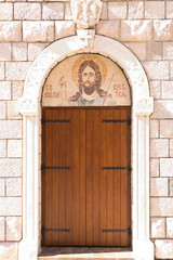 19, September 2019, Montenegro. The entrance door to the old Church in Montenegro.