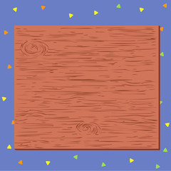 Square rectangle unreal cartoon wood wooden nailed stuck on coloured wall Design business concept Empty copy space modern abstract background
