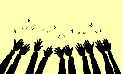 doodle of hands up,Hands clapping. applause gestures. congratulation business. vector illustration