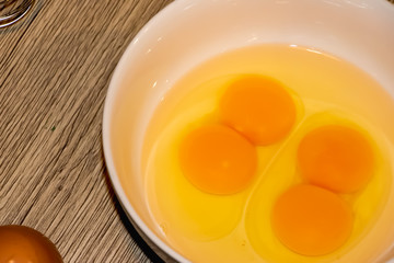 Twin eggs, Double-yolk eggs from chicken. It's two yolks in one egg.
