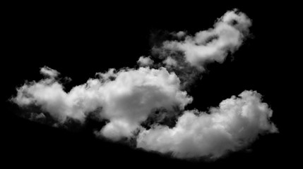 White cloud isolated on black background,Textured smoke,brush effect