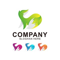 Colorful Fox Logo Design Premium