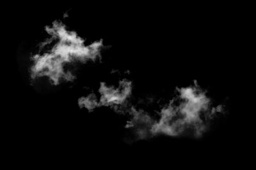 Fototapeta premium White cloud isolated on black background,Textured smoke,brush effect