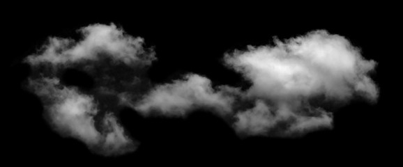 White cloud isolated on black background,Textured smoke,brush effect