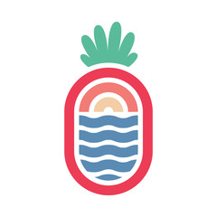 Beach Sea Summer Pineapple Fruit Line Graphic Illustration Vector Art T-shirt Design