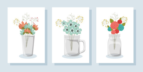Flowers inside vase vector design
