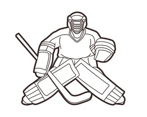 Ice Hockey Goalie, sport player cartoon action graphic vector.