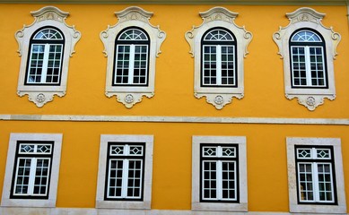 the facade of an old window building