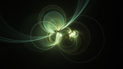 Abstract transparent green crystal shapes. Fantasy light background. Digital fractal art. 3d rendering.