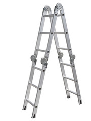 Aluminum folding ladder isolated on white background