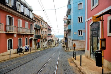 Fototapeta na wymiar narrow street in the city of Lisbon Portugal