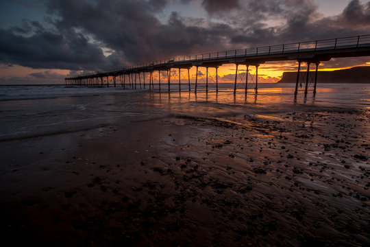 Saltburn pier sunrise. Saltburn by-the-sea near Redcar in Yorkshire