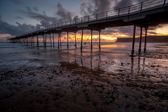 Saltburn pier sunrise. Saltburn by-the-sea near Redcar in Yorkshire